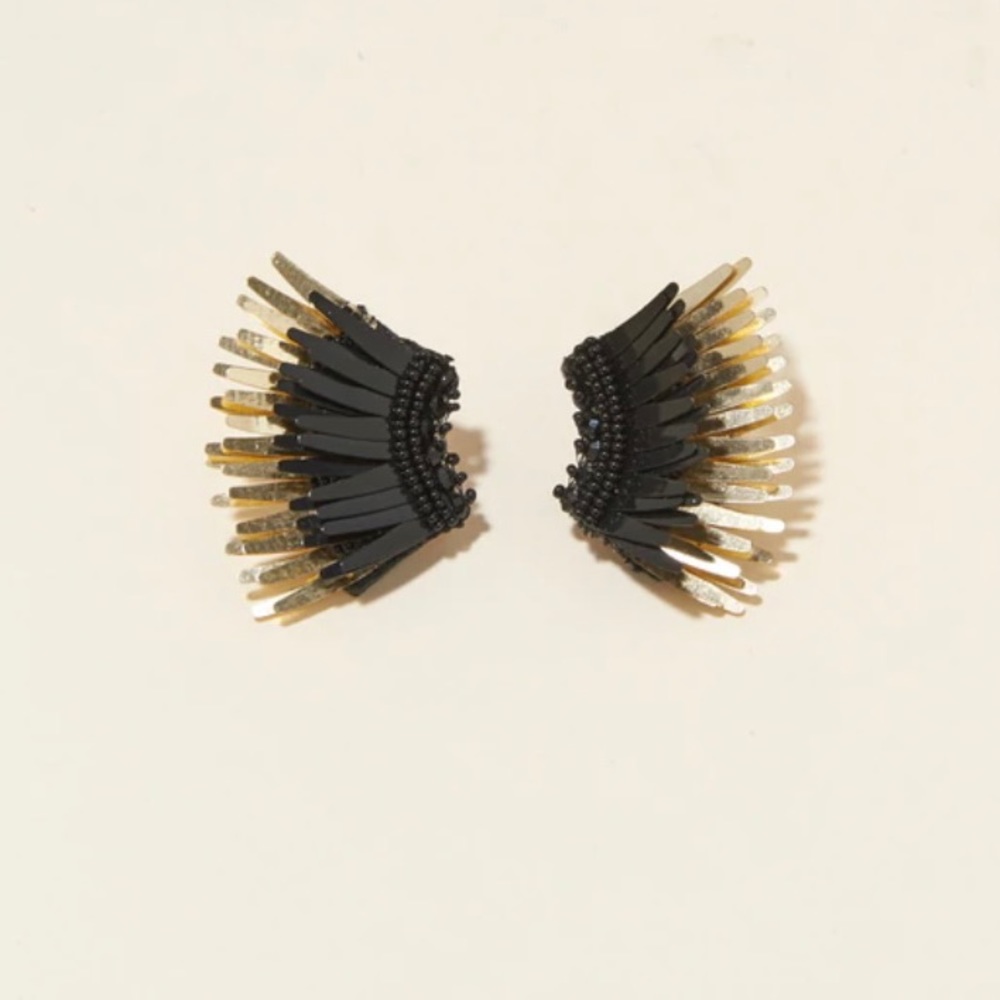 Mignonne Gavigan Black and Gold Fan Fringe Earrings